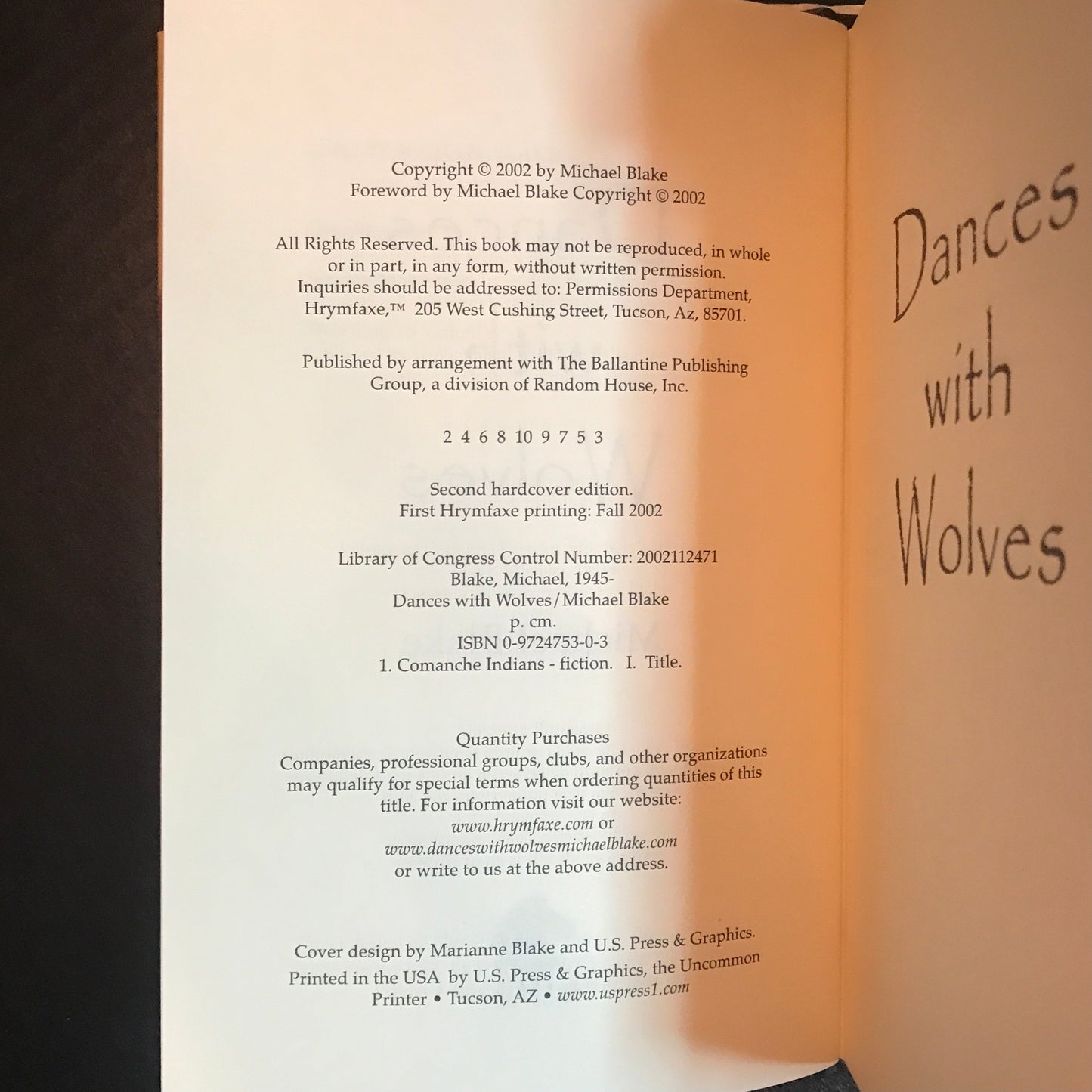 Dances With Wolves - Michael Blake - Signed - 2002