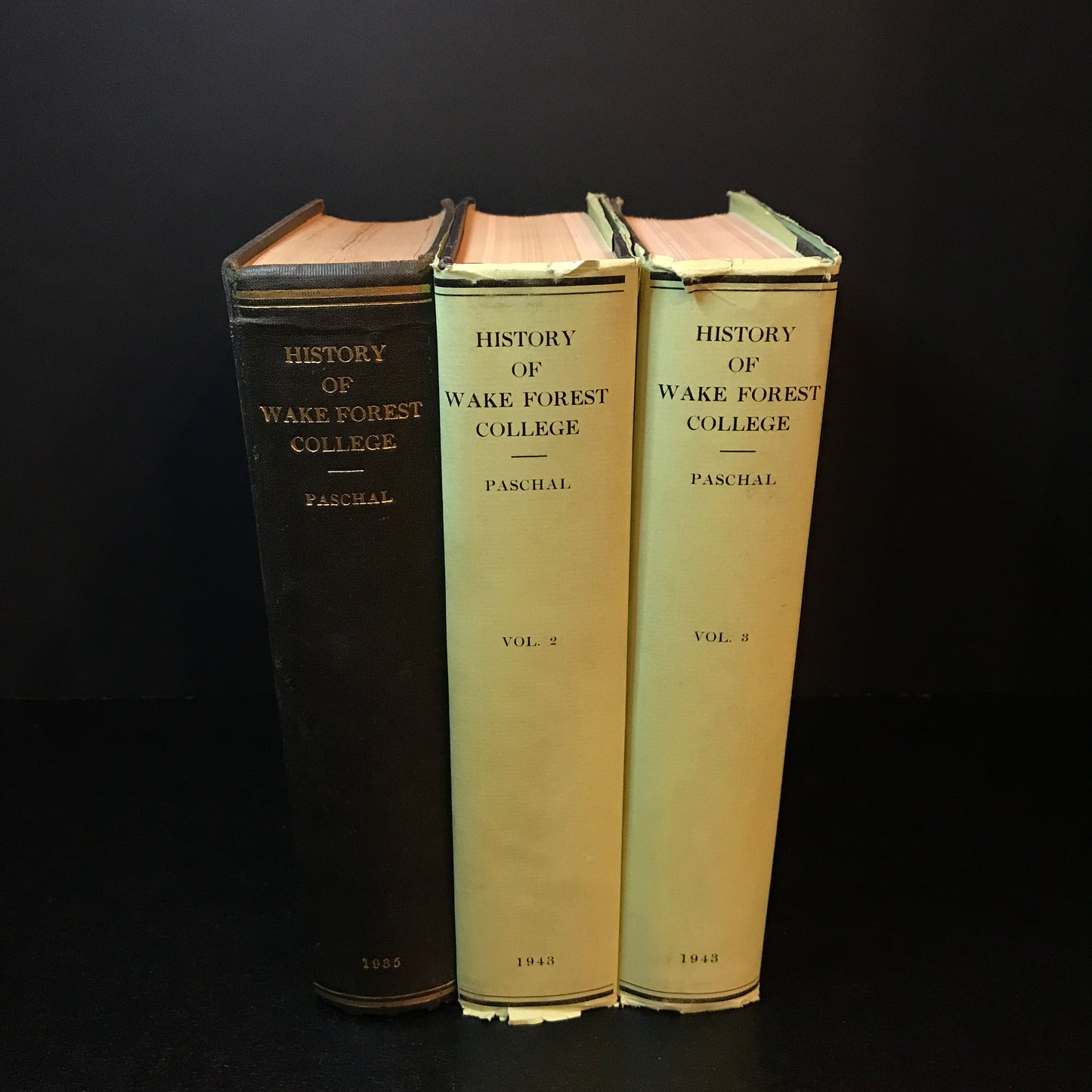 History of Wake Forest College - George Washington Paschal - Three Volume Set - 1935-1943