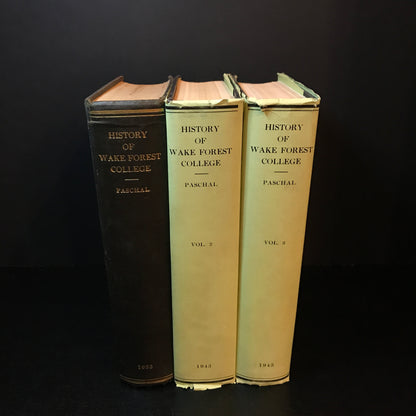 History of Wake Forest College - George Washington Paschal - Three Volume Set - 1935-1943