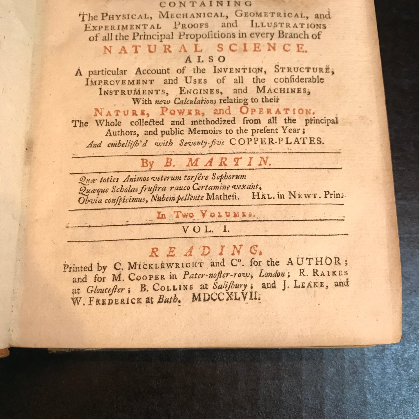 A New and Comprehensive System of the Newtonian Philosophy, Astronomy and Geography - B. Martin - Volume 1 of 2 - 1747