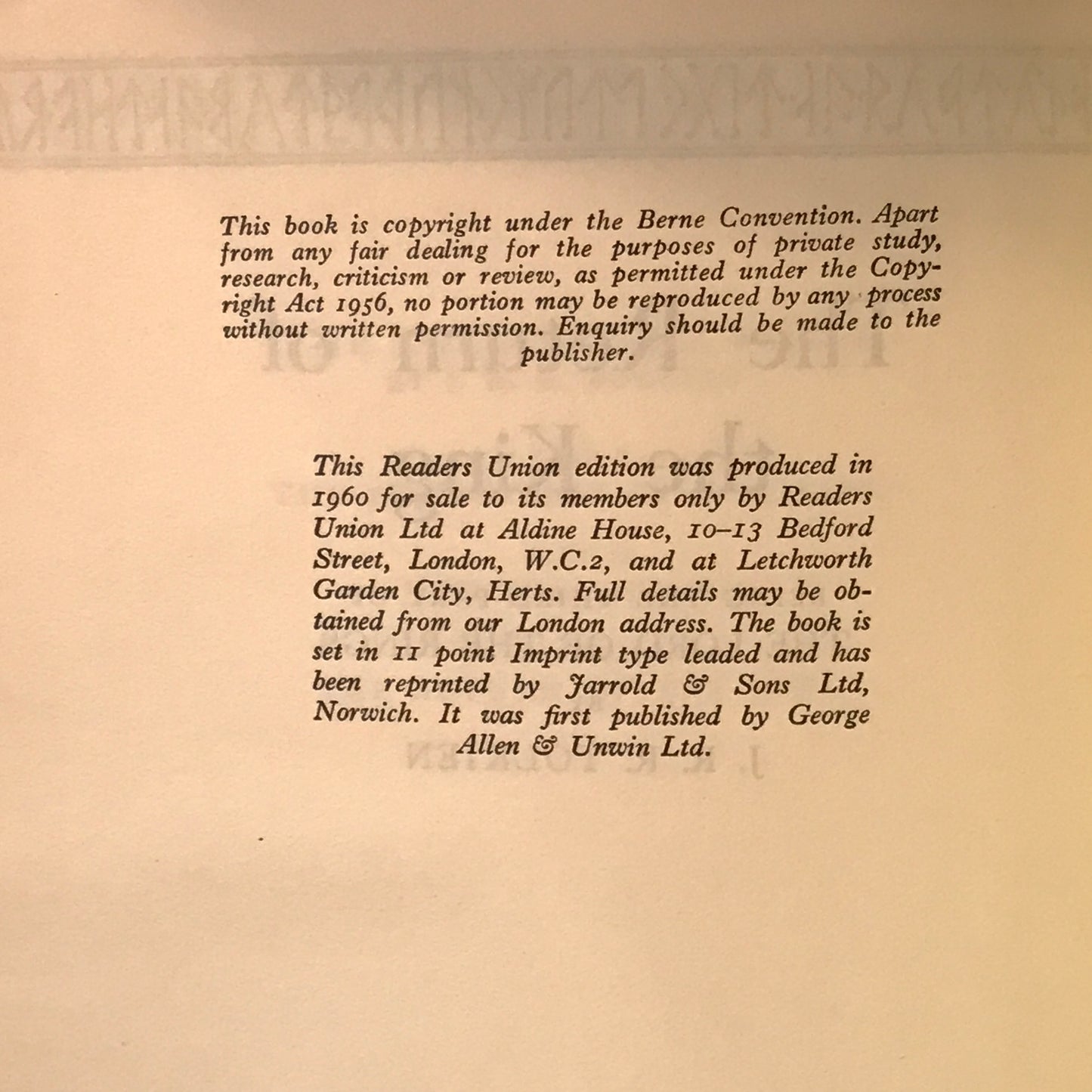 The Lord of the Rings - J. R. R. Tolkien - Readers Union Edition - 1960