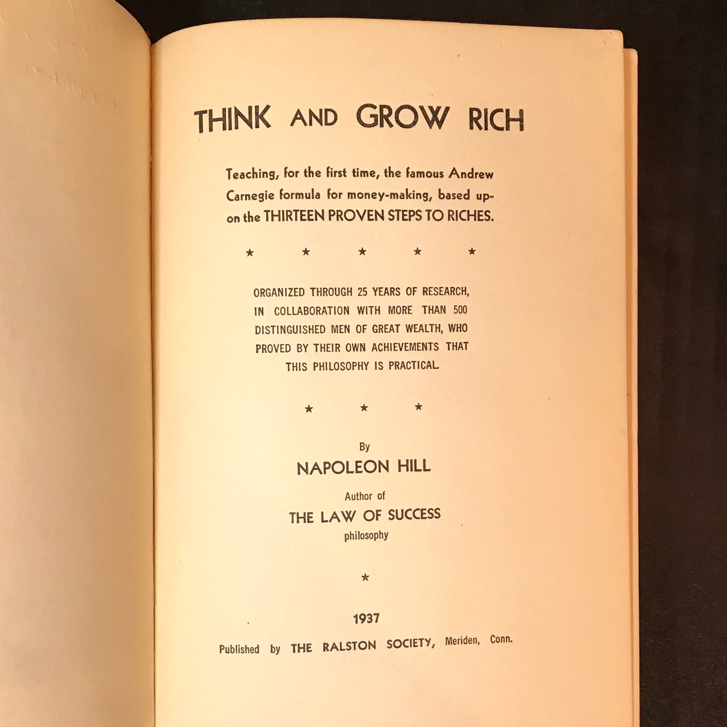 Think and Grow Rich - Napoleon Hill - First Edition - 1937