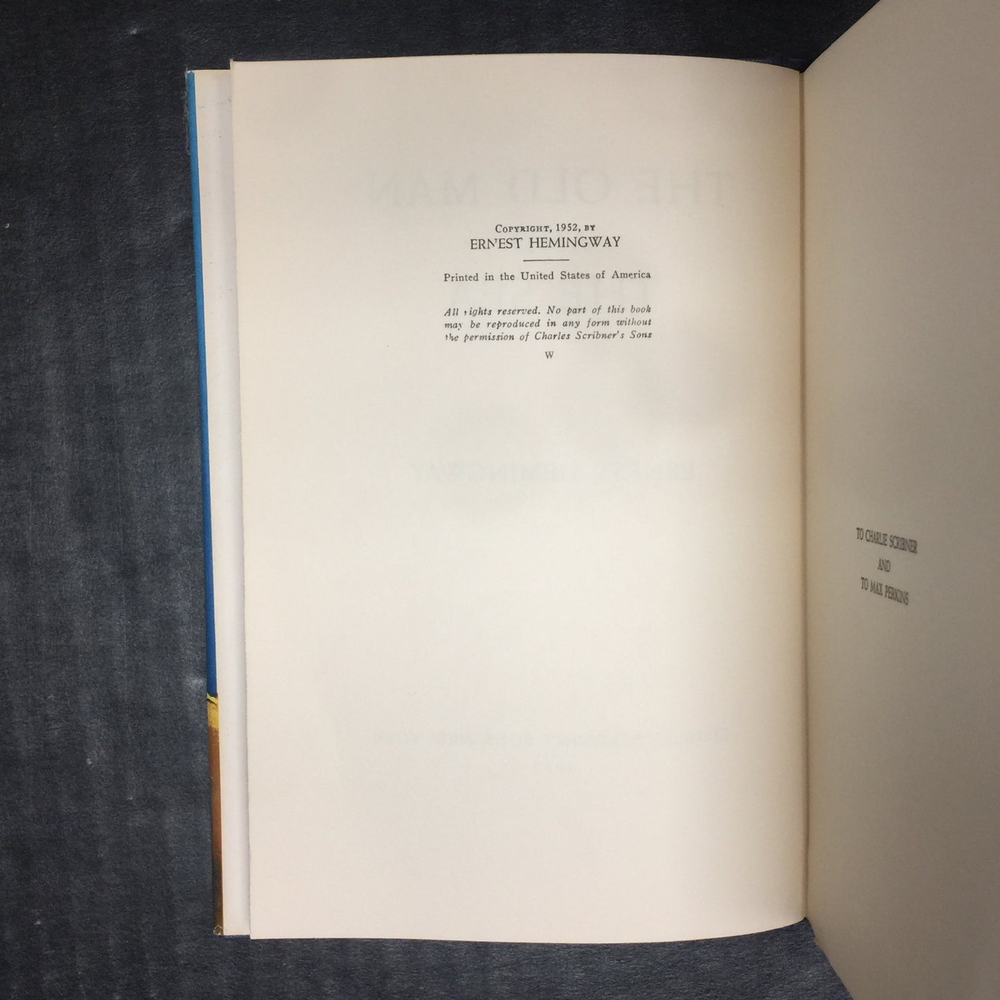 The Old Man and The Sea - Ernest Hemingway - Book Club Editon - 1952