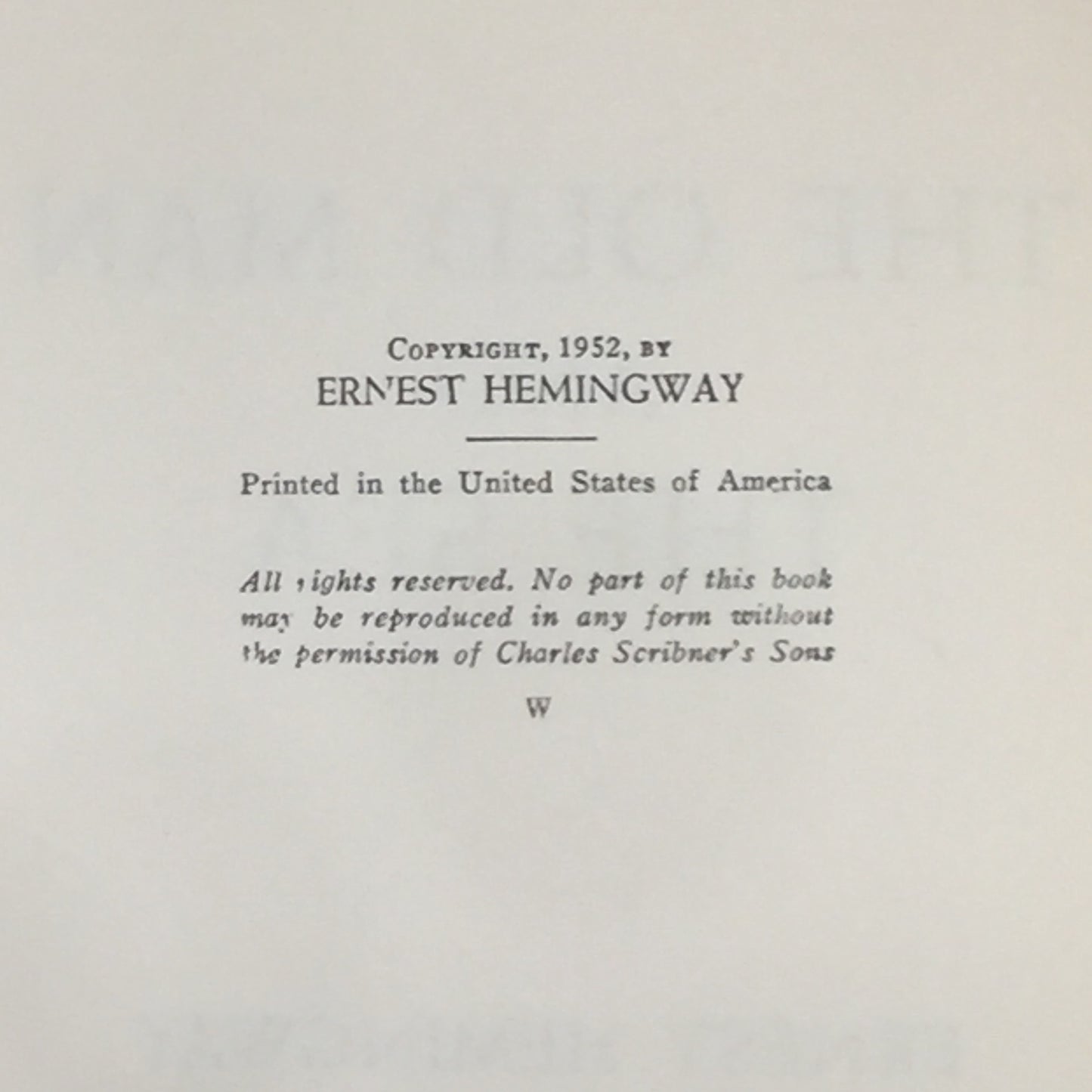 The Old Man and The Sea - Ernest Hemingway - Book Club Editon - 1952