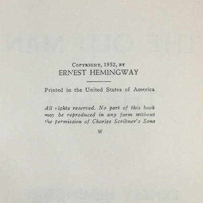 The Old Man and The Sea - Ernest Hemingway - Book Club Editon - 1952