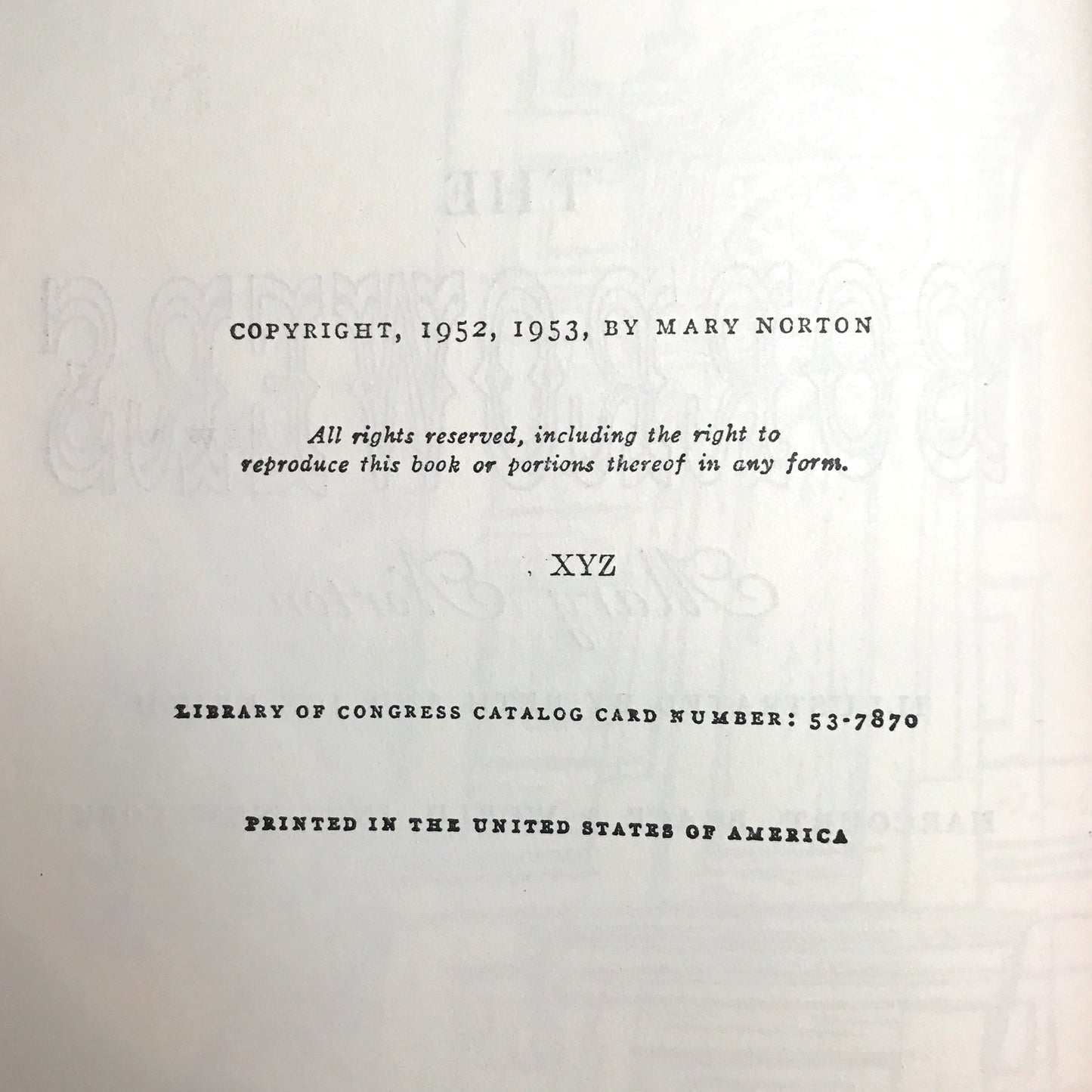 The Borrowers - Mary Norton - U.S. Edition - Early Print - 1953