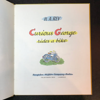 Curious George Rides A Bike - H.A. Rey - 9th Print - Later Reprint - 1966