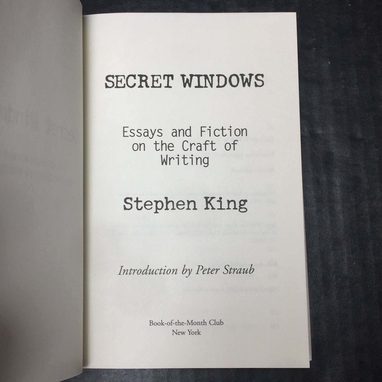 Secret Windows - Stephen King - Book Club Edition - 2000