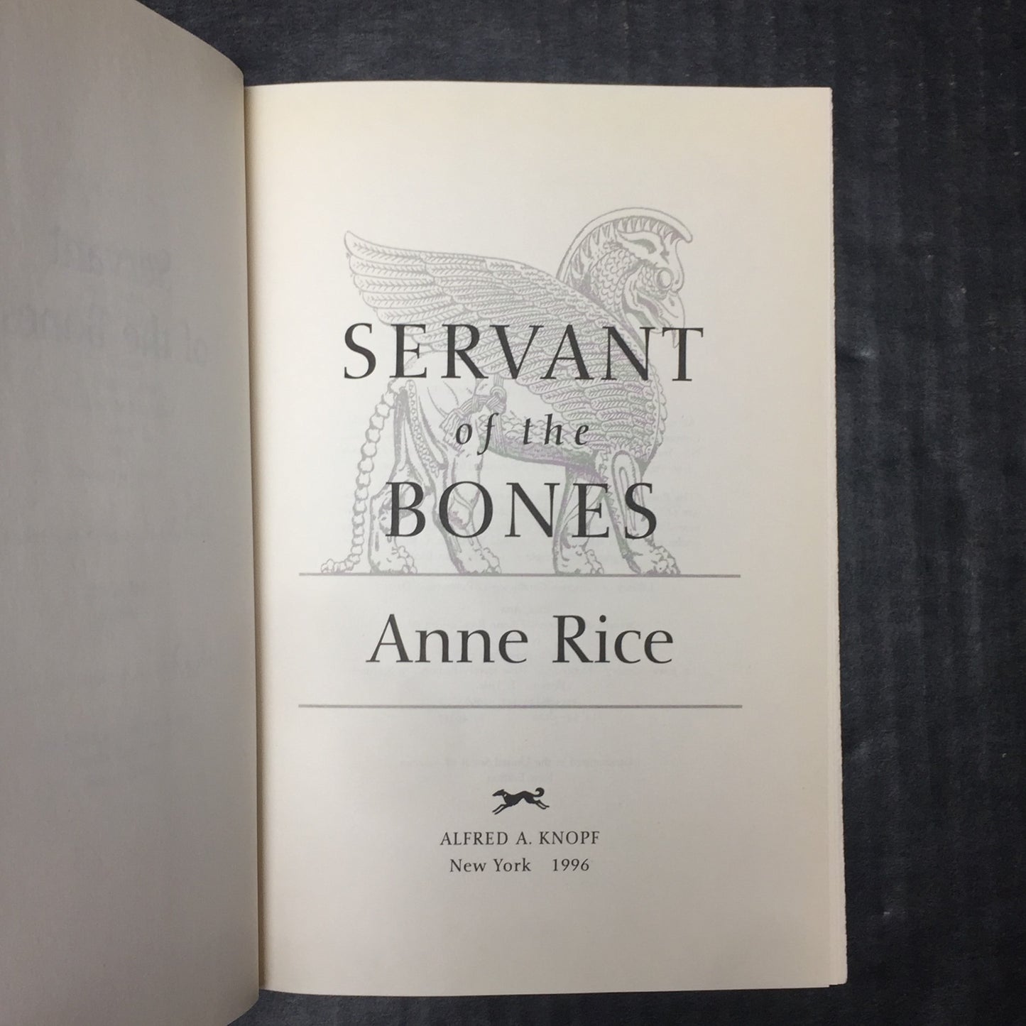 Servant of the Bones - Anne Rice - First Edition - Inscribed - 1996