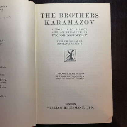 The Brothers Karamazov - Fyodor Dostoevsky - 8th Print - 1923