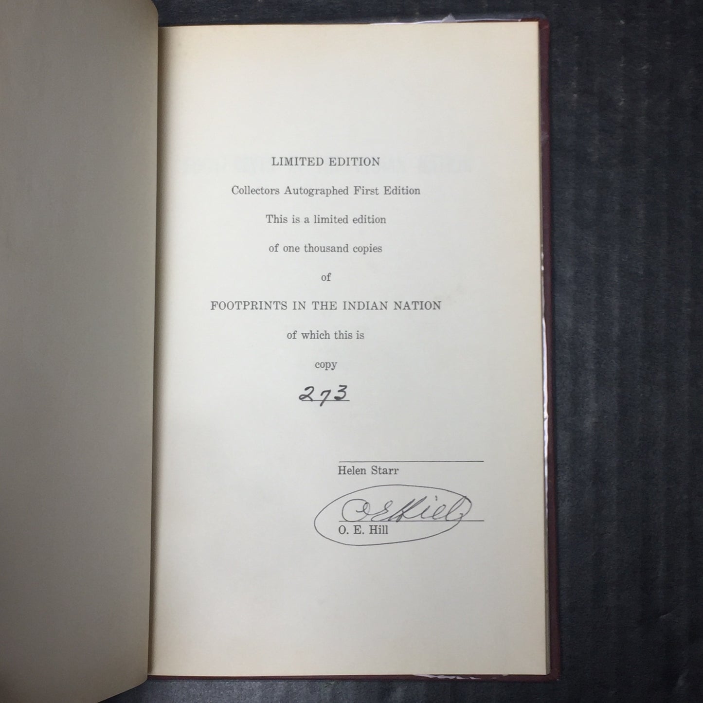 Footprints in the Indian Nation - Helen Starr and O.E. Hill - Limited Edition - Signed by O.E. Hill - 1974