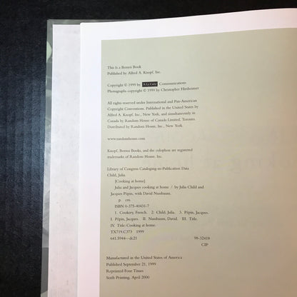 Cooking at Home - Julia Child and Jacques Pepin - 6th Print - Signed 2x - 2000