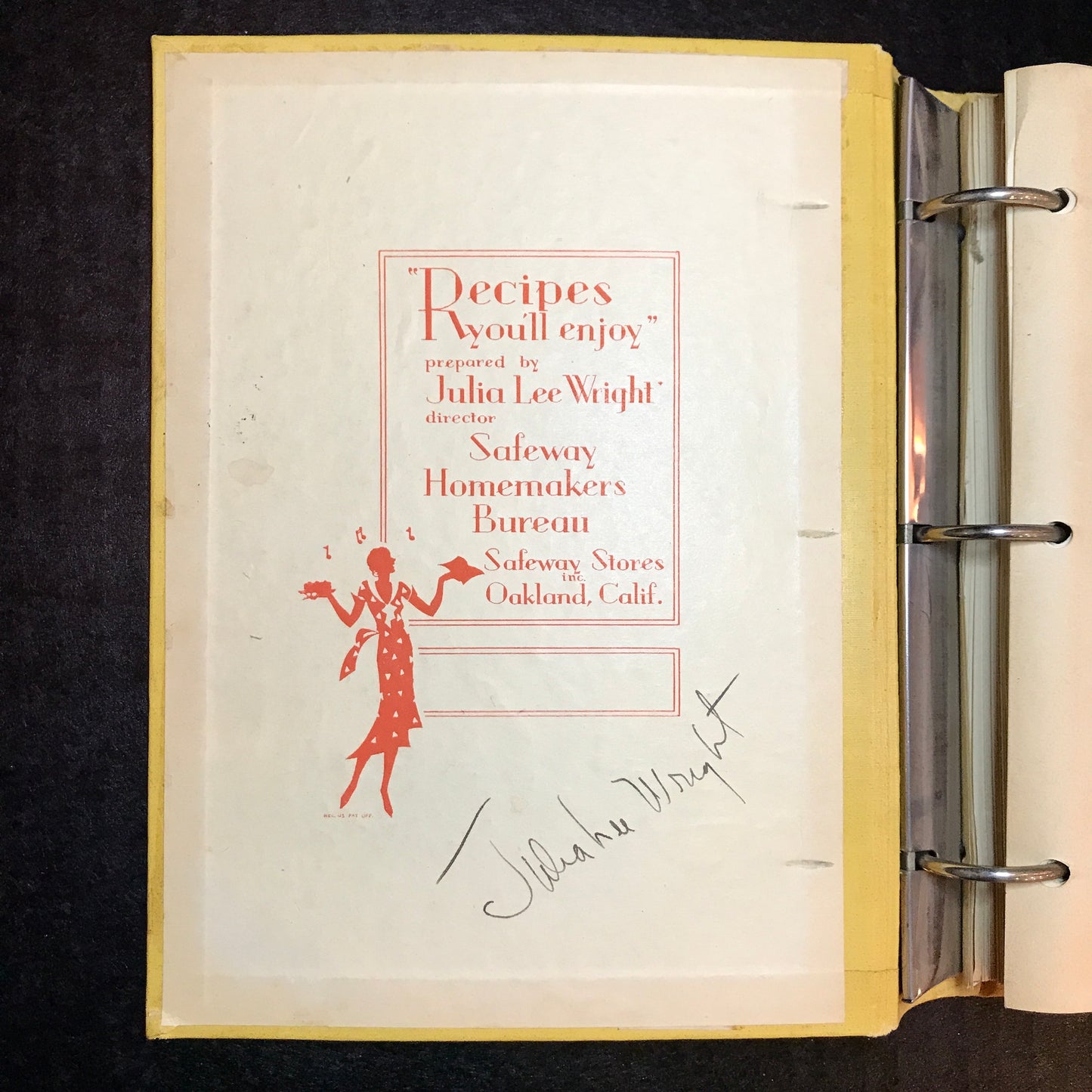 Recipes You'll Enjoy - Julia Lee Wright - Signed - Date Unknown