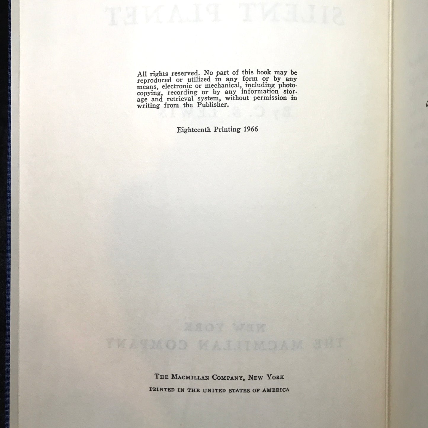 Out of the Silent Planet - C. S. Lewis - 18th Print - 1966