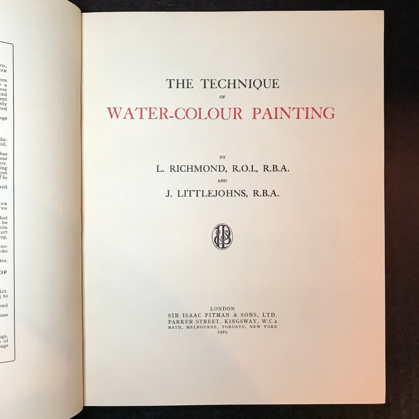 The Technique of Water-Colour Painting - L. Richmond and J. Littlejohns - 1929