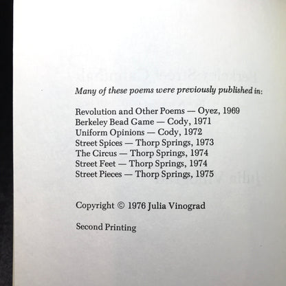 Berkeley Street Cannibals - Julia Vinograd - Signed - 1976