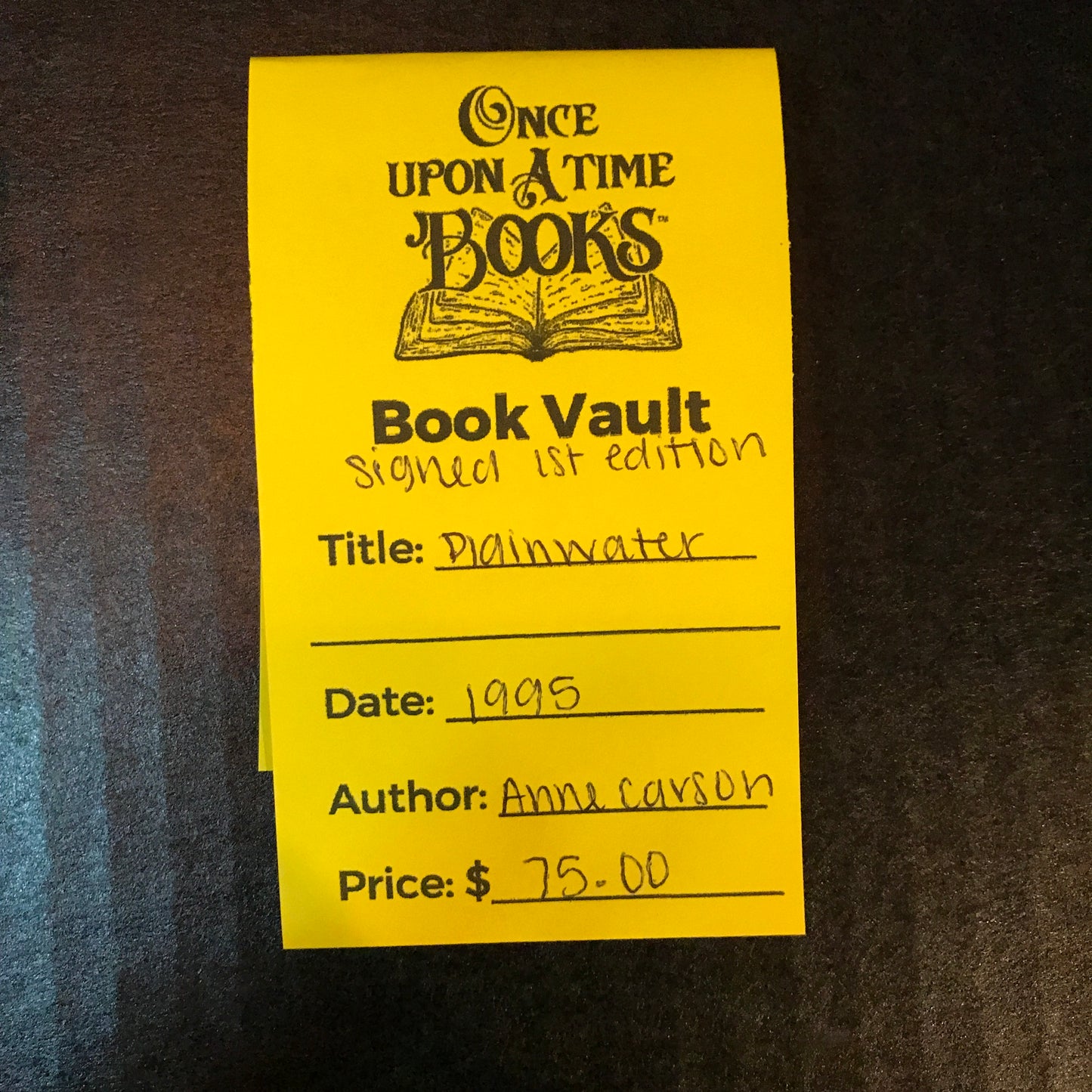 Plainwater - Anne Carson - Signed - 1st Edition - 1995