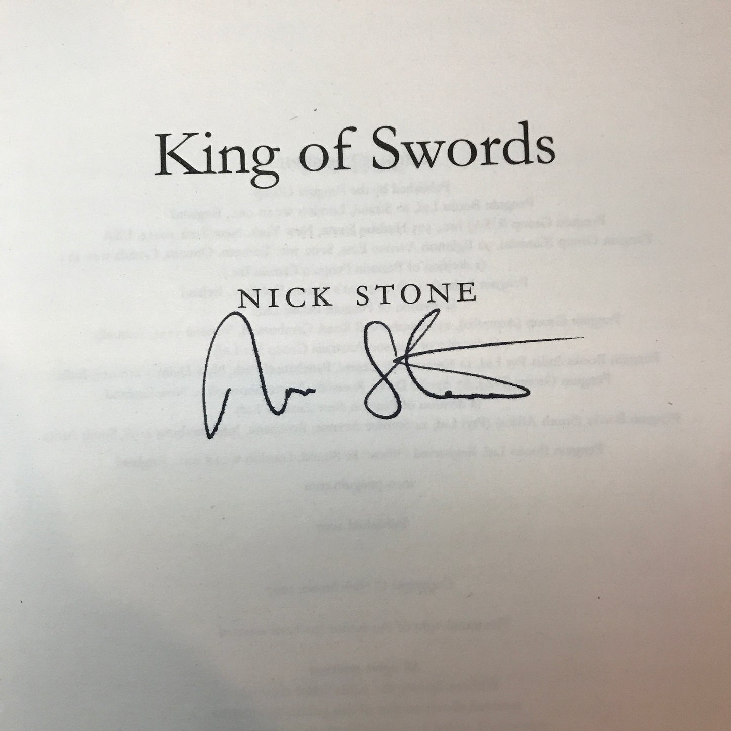 King of Swords - Nick Stone - Signed - 2007