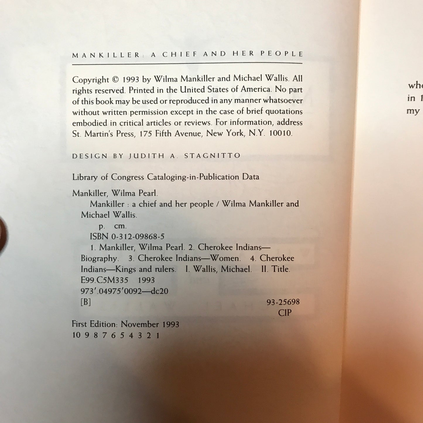 Mankiller: A Chief and Her People - Wilma Mankiller and Michael Wallis - Signed - 1st Edition - 1993