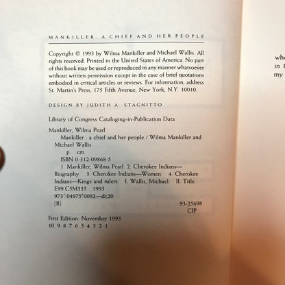 Mankiller: A Chief and Her People - Wilma Mankiller and Michael Wallis - Signed - 1st Edition - 1993