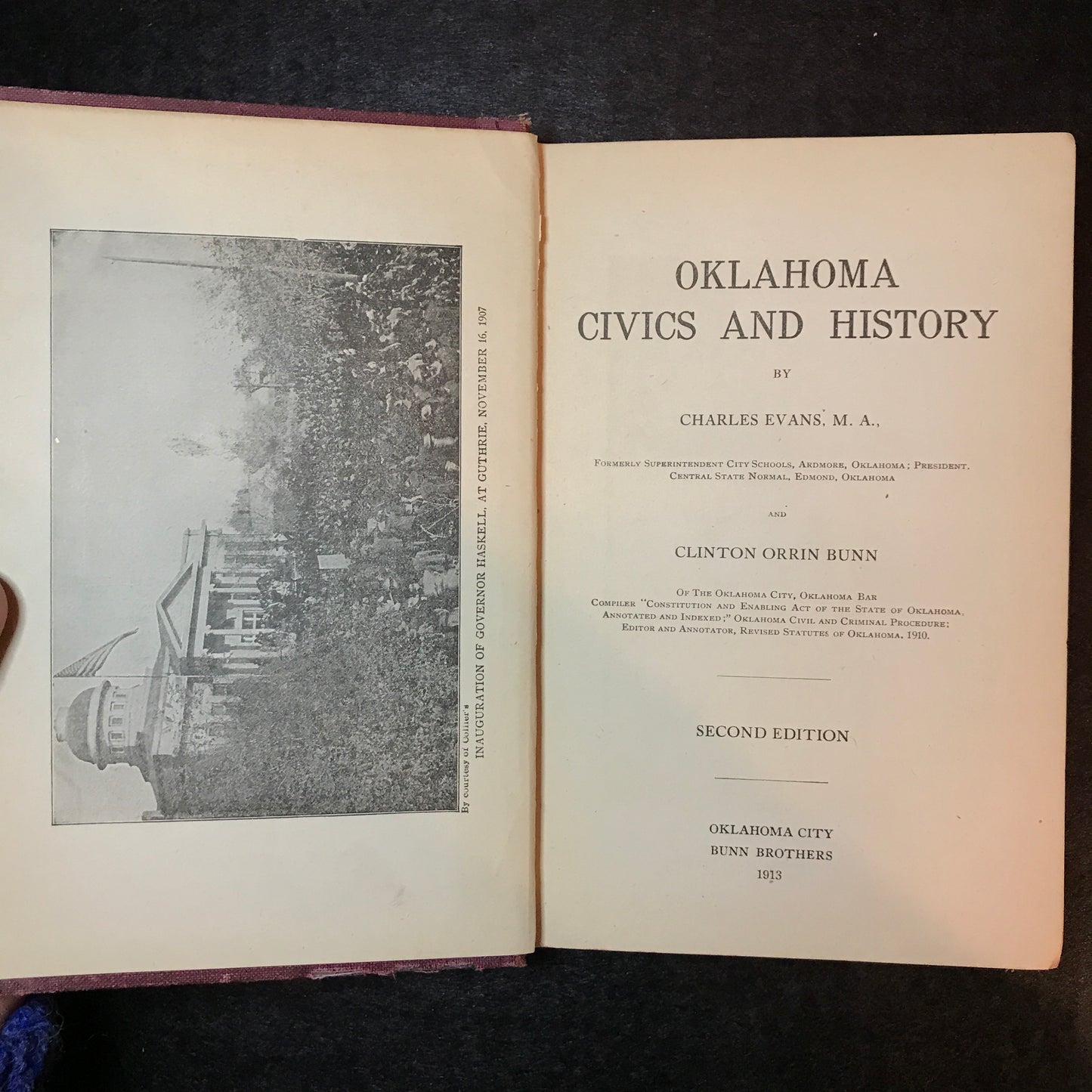 Oklahoma Civics and History - Charles Evans and Clinton Orrin Bunn - 2nd Edition - 1913