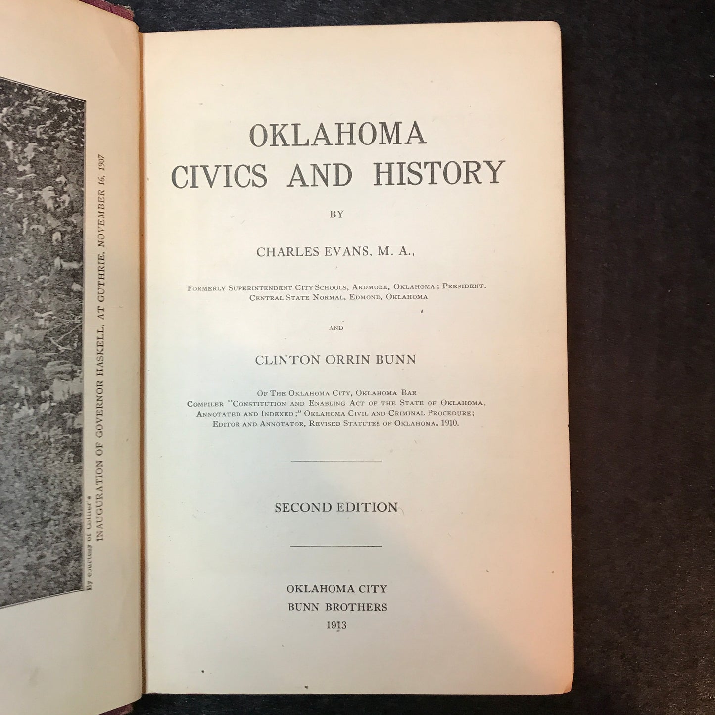 Oklahoma Civics and History - Charles Evans and Clinton Orrin Bunn - 2nd Edition - 1913