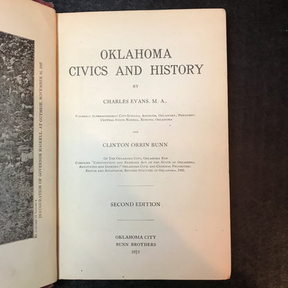 Oklahoma Civics and History - Charles Evans and Clinton Orrin Bunn - 2nd Edition - 1913