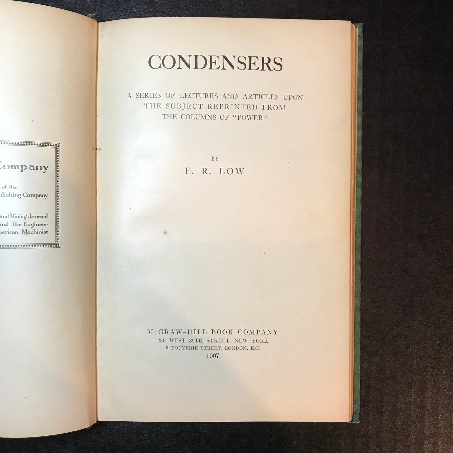 Condensers - F. R. Low - 1907