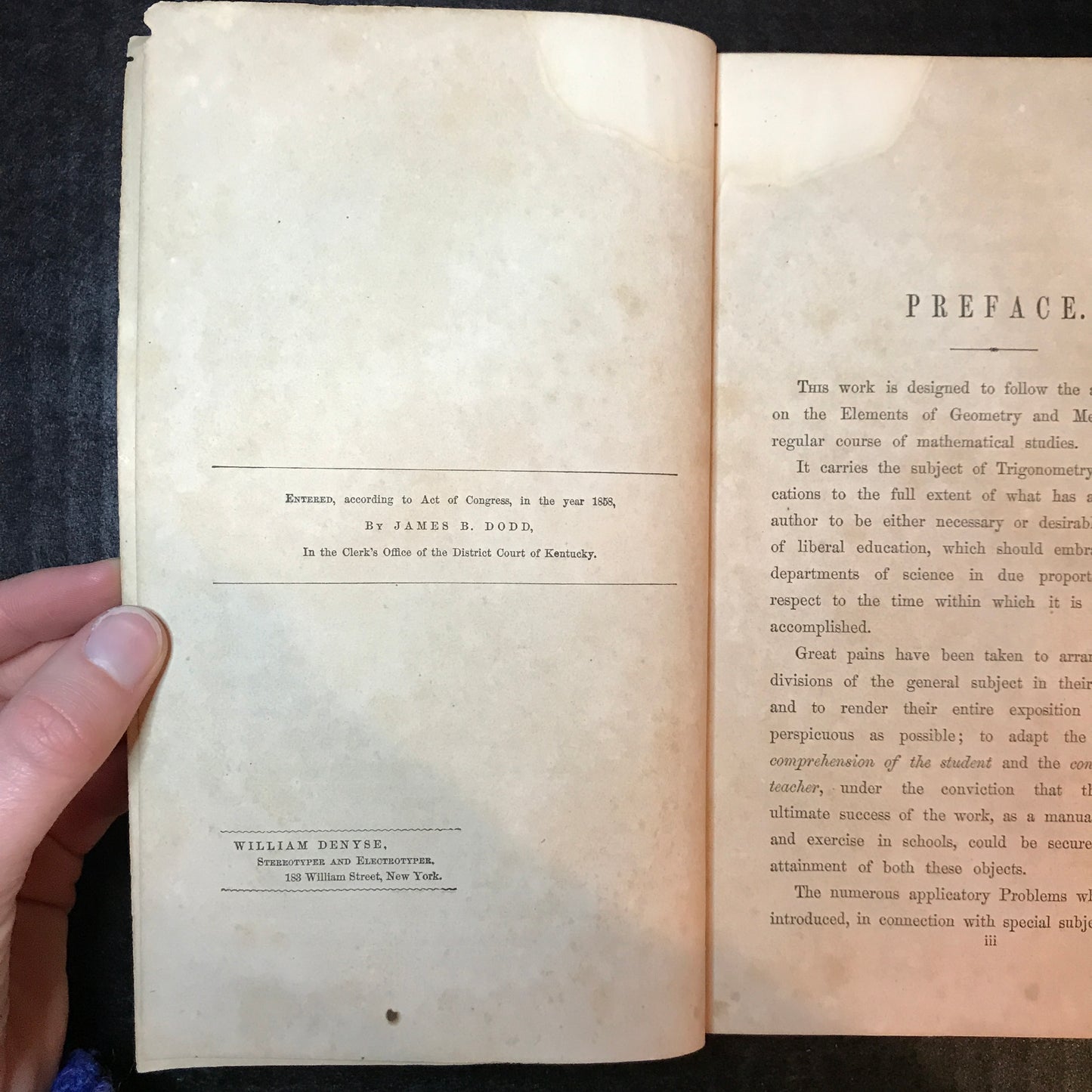 Elements of Trigonometry, Plane and Spherical - James B. Dodd - Ex-Library - 1859