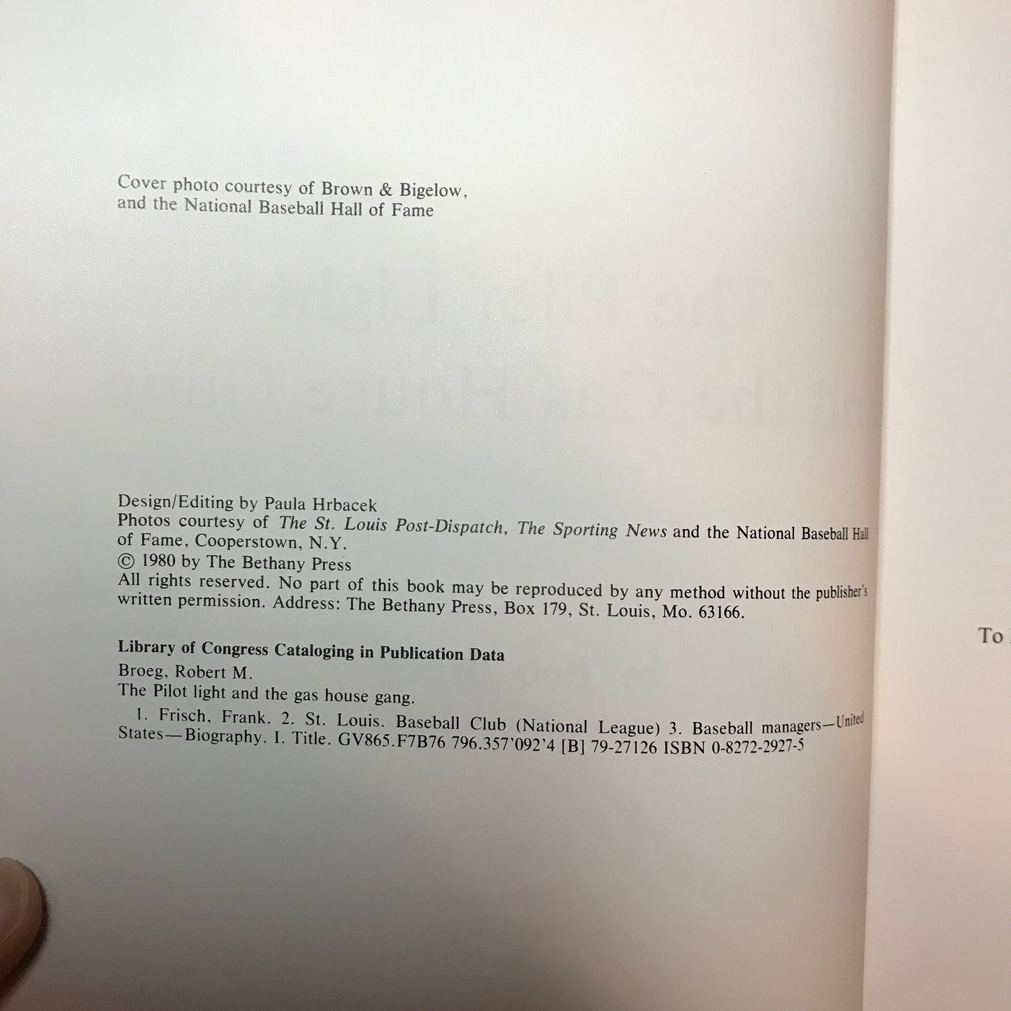 The Pilot Light and Gas House Gang - Bob Broeg - Signed - 1980