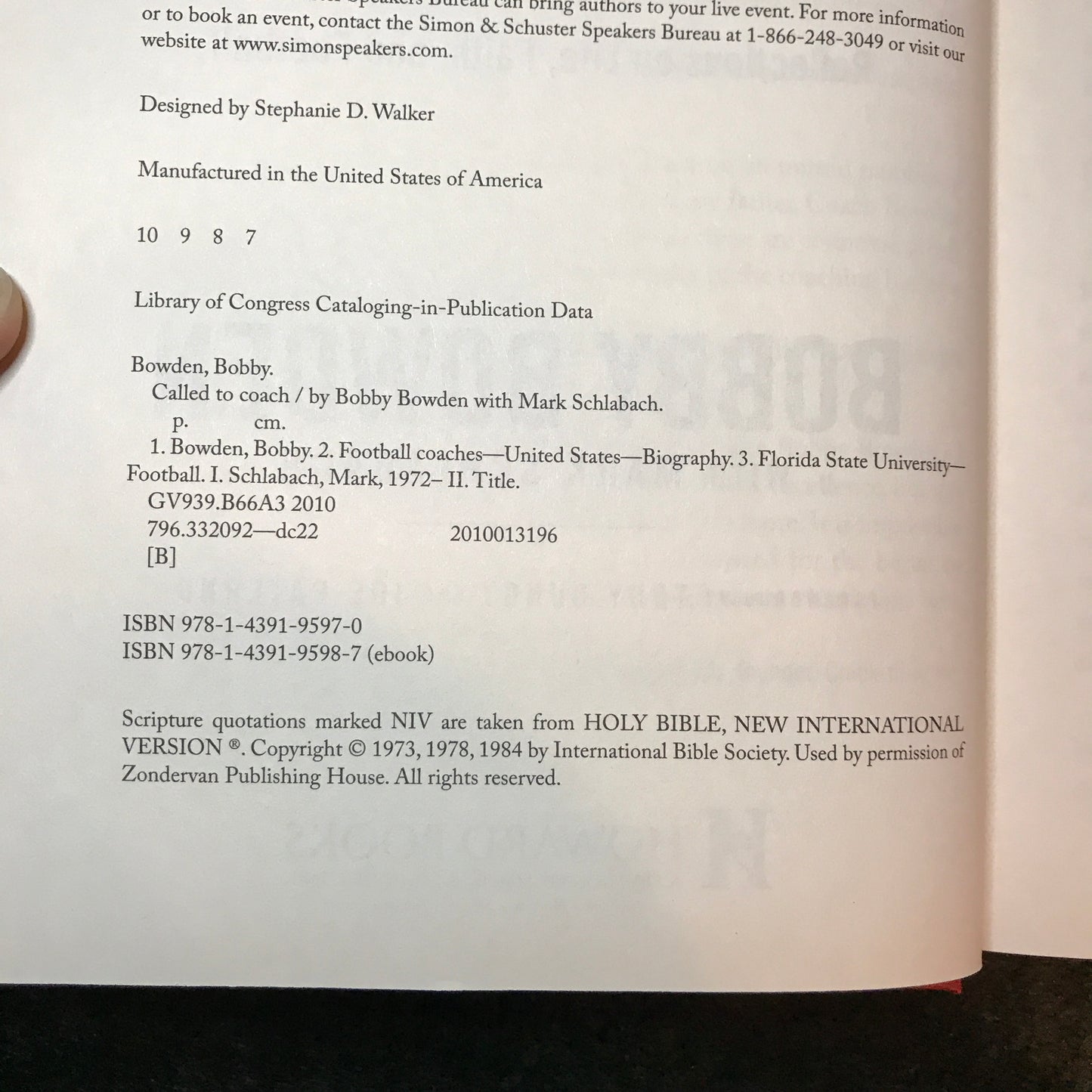 Called to Coach - Bobby Bowden and Mark Schlabach - Signed by Bowden - 2010