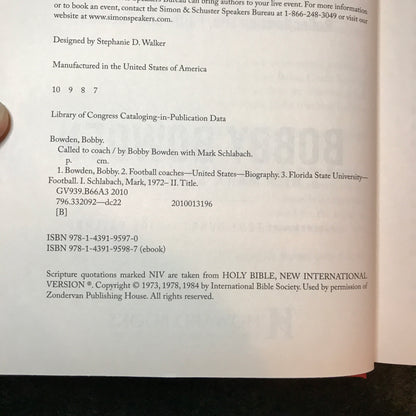 Called to Coach - Bobby Bowden and Mark Schlabach - Signed by Bowden - 2010