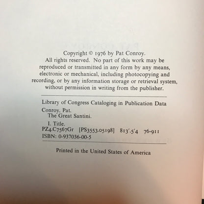 The Great Santini - Pat Conroy - Potential 1st Thus - 1976