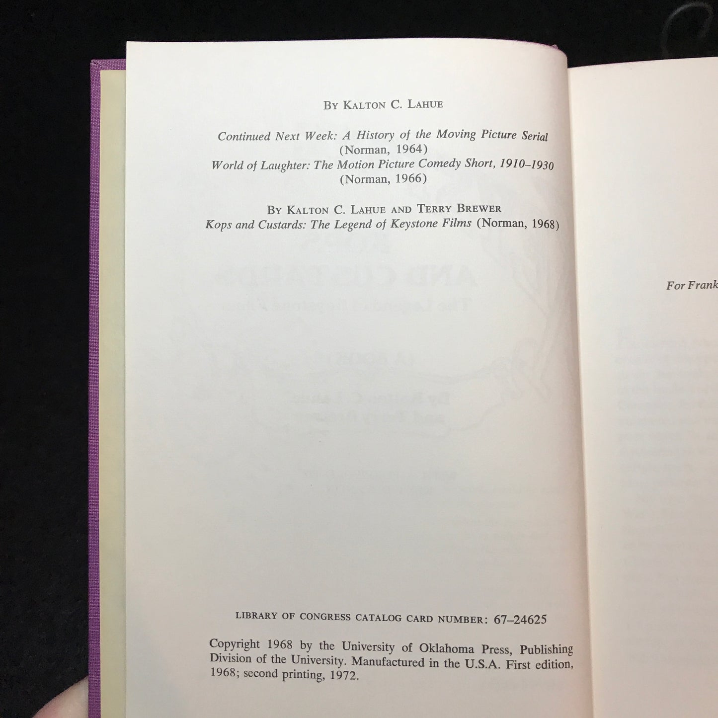 Kops and Custards: The Legend of Keystone Films - Kalton C. Lahue & Terry Brewer - 1972