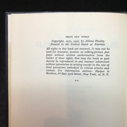 Brave New World - Aldous Huxley - Very Scarce - 1946