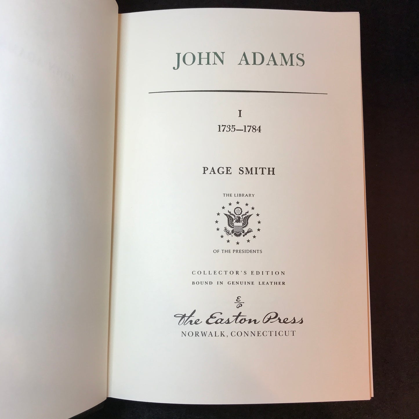 John Adams - Volume 1 - Page Smith - Easton Press - 1988