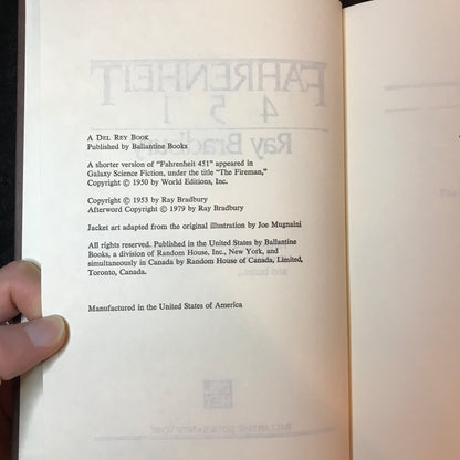 Fahrenheit 451 - Ray Bradbury - Book Club Edition - 1979
