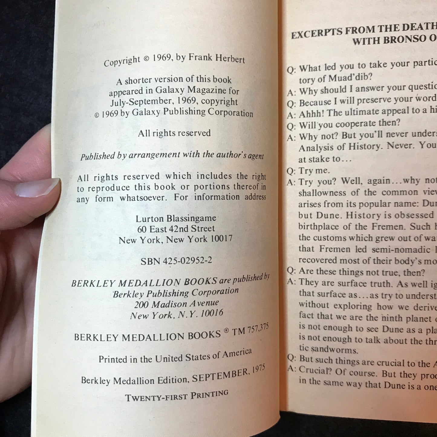 Dune Trilogy - Frank Herbert - Berkley Medallion - 1977