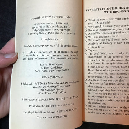 Dune Trilogy - Frank Herbert - Berkley Medallion - 1977