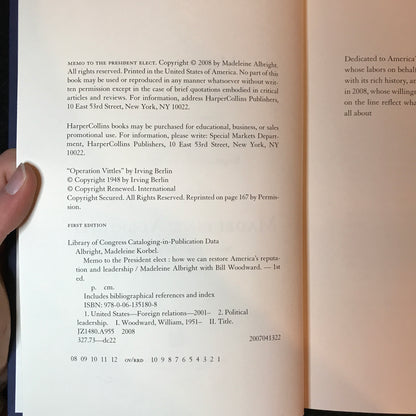 Memo to the President Elect - Madeleine Albright - Signed - 1st Edition - 2008