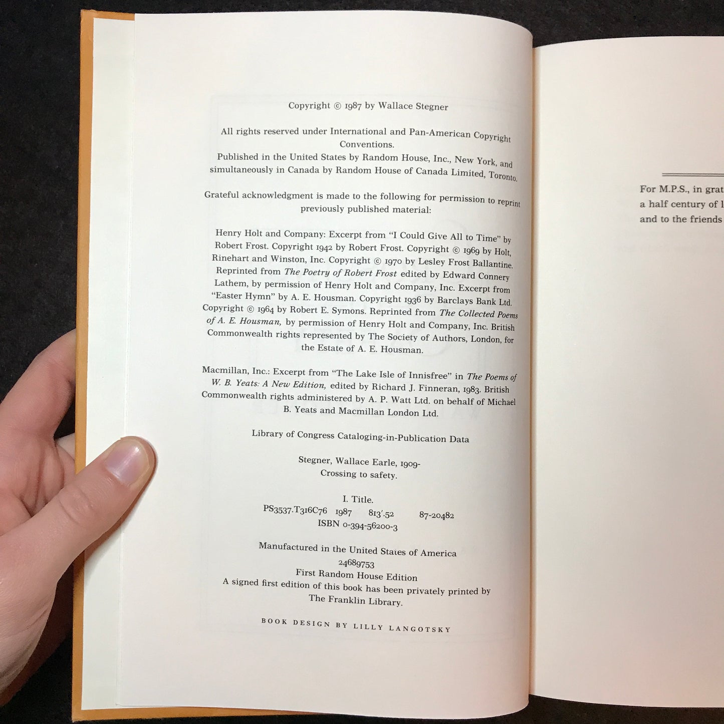 Crossing to Safety - Wallace Stegner - 1st Edition - 1987