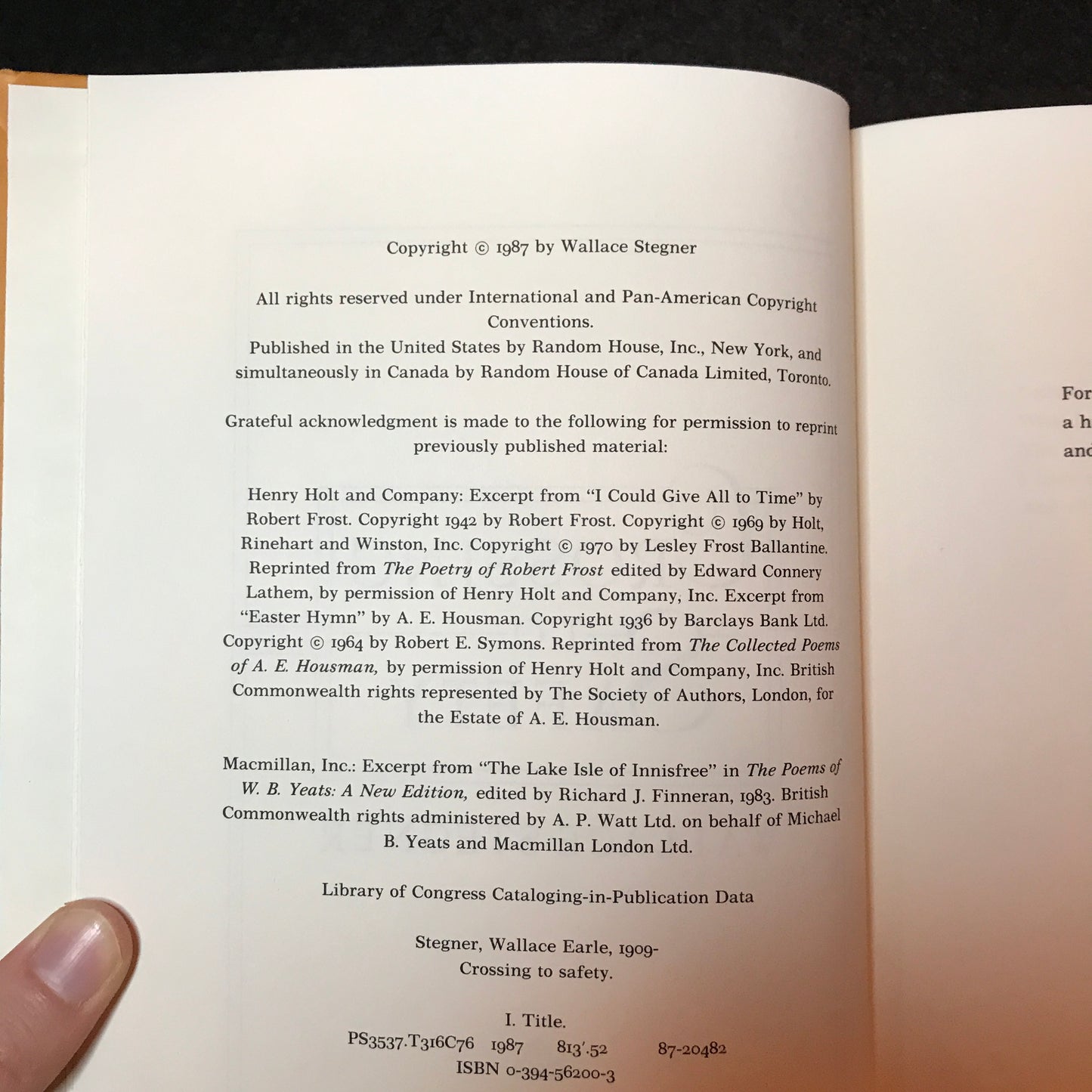 Crossing to Safety - Wallace Stegner - 1st Edition - 1987