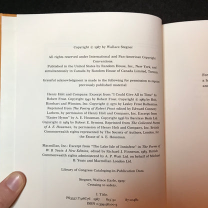 Crossing to Safety - Wallace Stegner - 1st Edition - 1987
