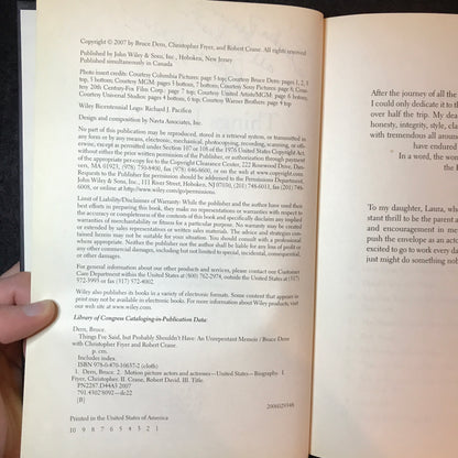 Things I've Said But Probably Shouldn't Have - Bruce Dern, Christopher Fryer, and Robert Crane - Signed - 1st Edition - 2007
