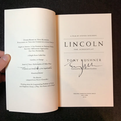 Lincoln: The Screenplay - Tony Kushner - Signed - 2012