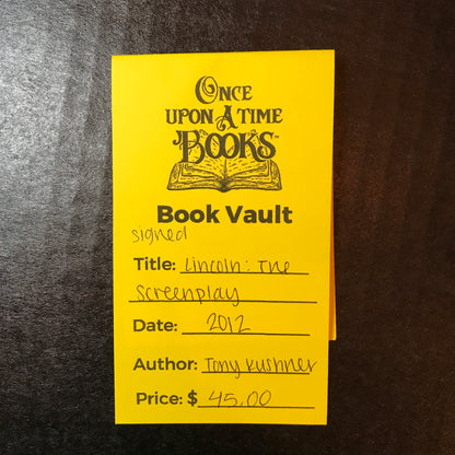 Lincoln: The Screenplay - Tony Kushner - Signed - 2012