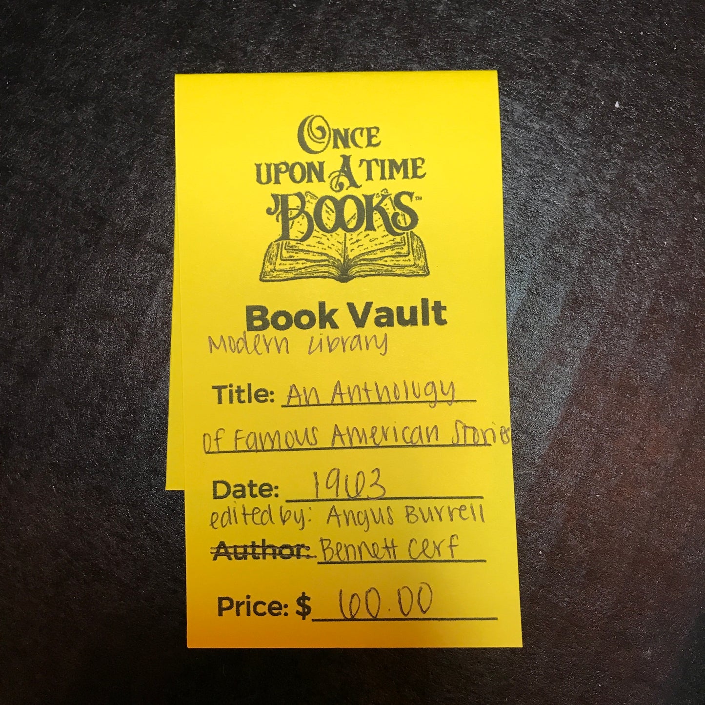 An Anthology of Famous American Stories - Edited by Angus Burrell and Bennett Cerf - Modern Library - 1963