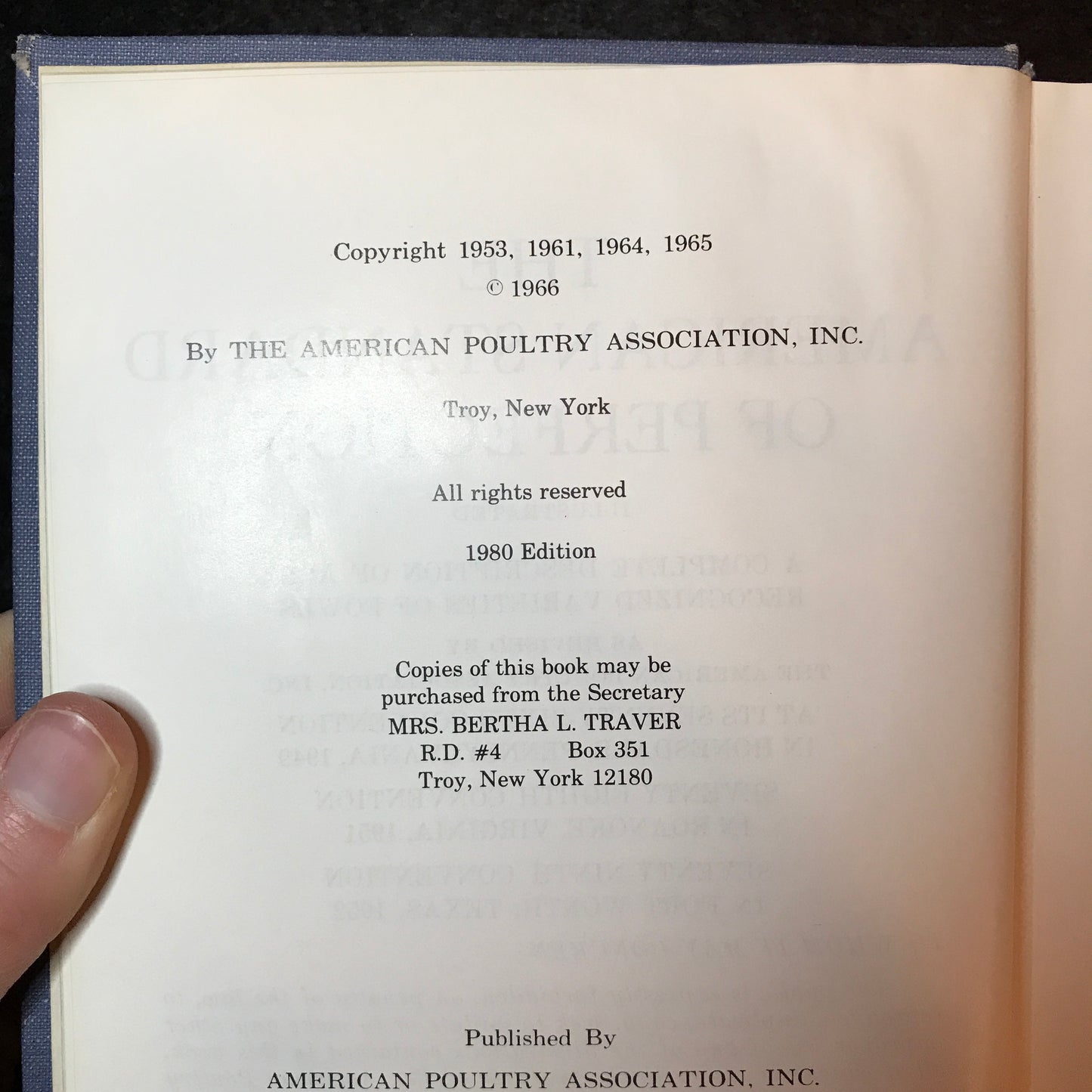 The American Standard of Perfection - American Poultry Association - 1980