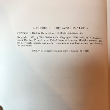 Operative Dentistry - William H. O. McGehee, Harry A. True, and E. Frank Inskipp - 1956