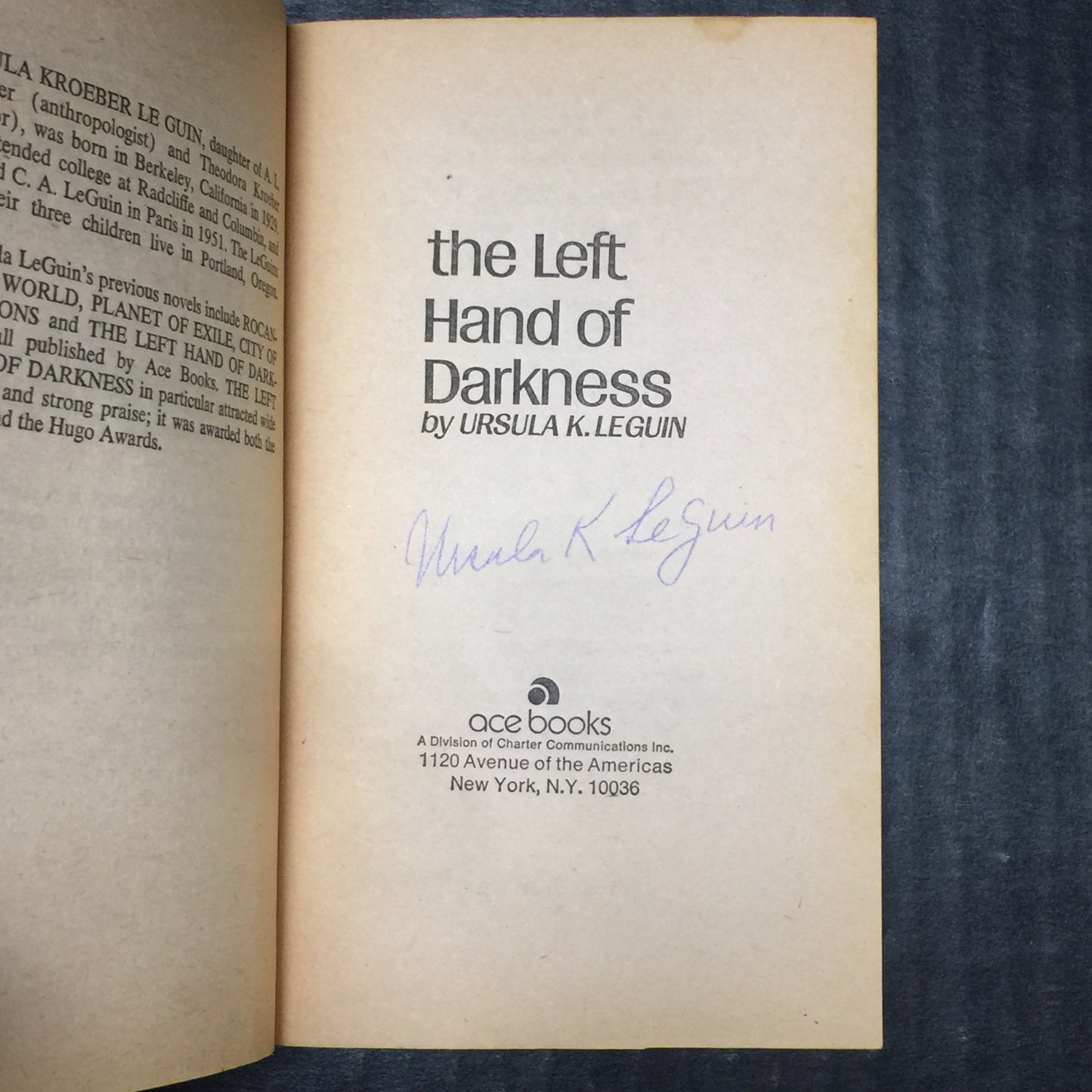 The Left Hand of Darkness - Ursula K. LeGuin - Signed - 7th Print - 1974